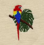 Papuga na gałęzi - haft komputerowy